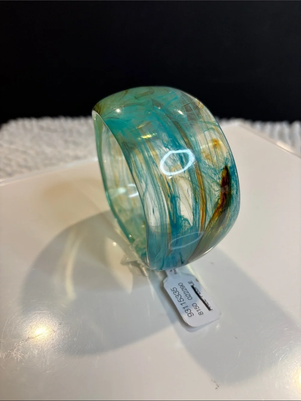 Free People Handmade Turquoise Swirl Resin Bangle Bracelet